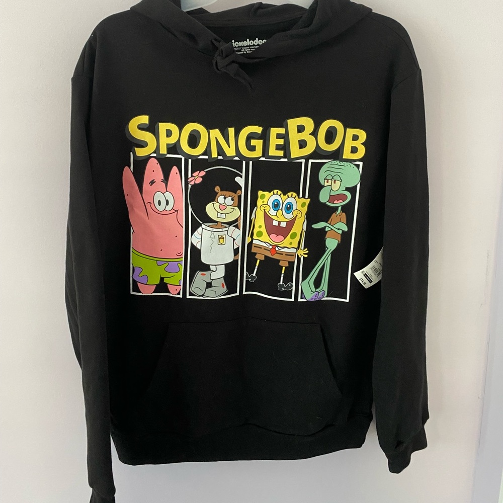 Spongebob juniors fleece hoodie, BRAND NEW,  Medium (7/9), Color Black .